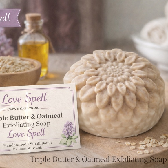 Hand Crafted Other - Triple Butter & Oatmeal Exfoliating Soap - Love Spell